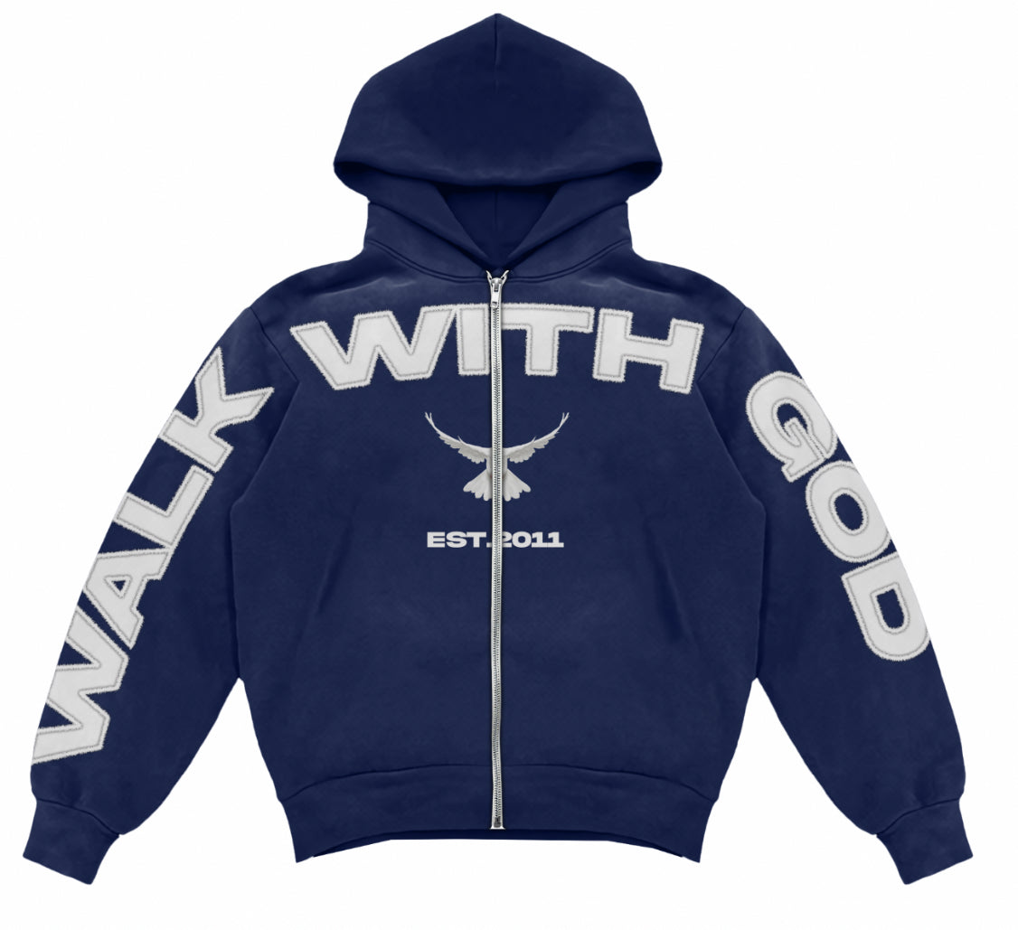 PEACE GOD “Walk With God” Premium Varsity Zip Hoodie